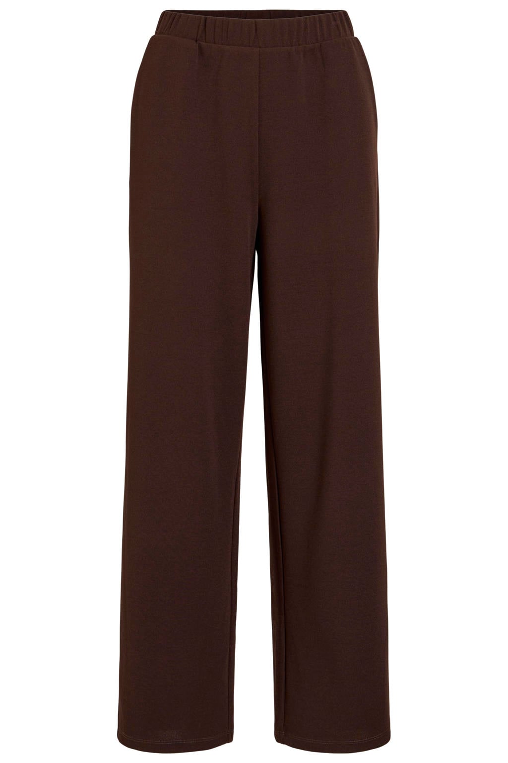 Bruine dames VILA wide leg casual broek met effen