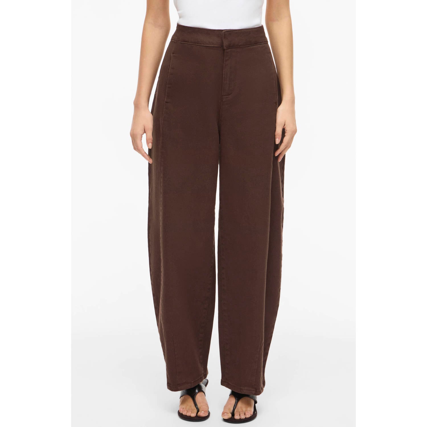 VILA wide leg jeans donkerbruin