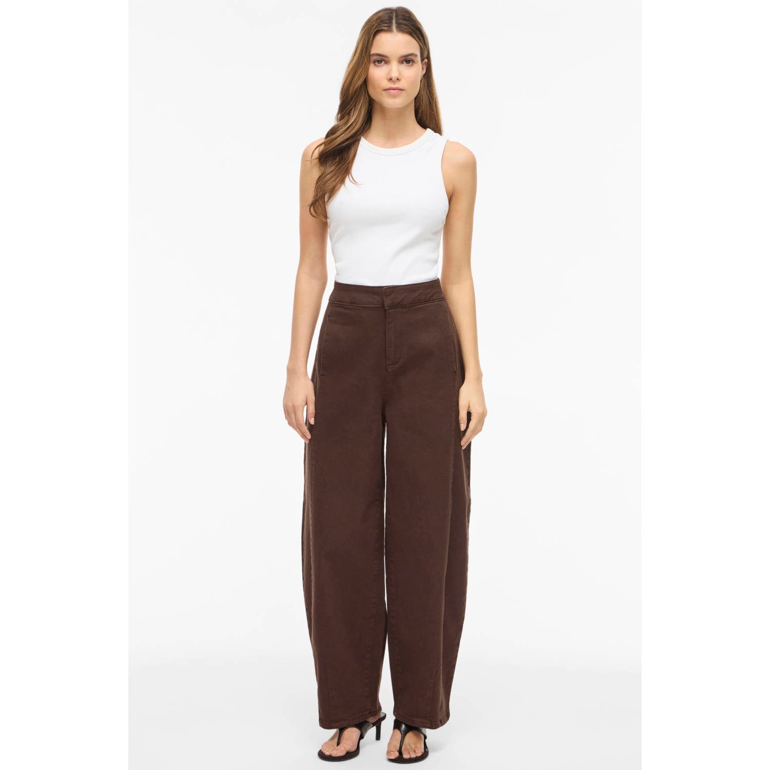 VILA wide leg jeans donkerbruin