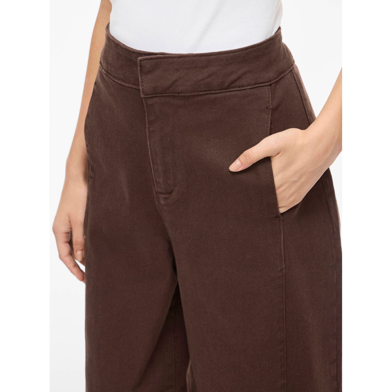 VILA wide leg jeans donkerbruin
