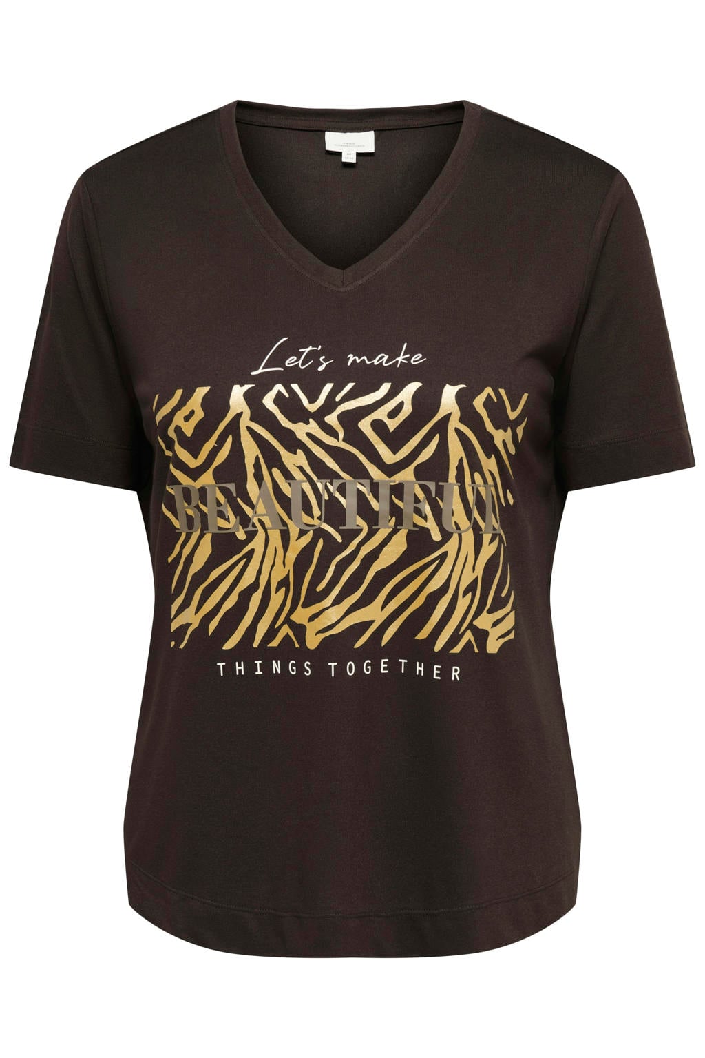 ONLY CARMAKOMA Plus Size T-shirt met print - donkerbruin