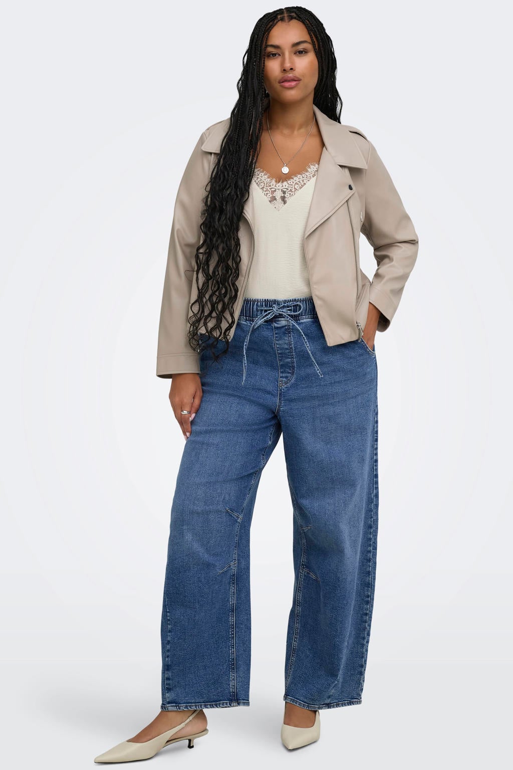 ONLY CARMAKOMA Mw Pull-Up Barrel Dnm Pim007 Plus Size jeans - mediumblauw