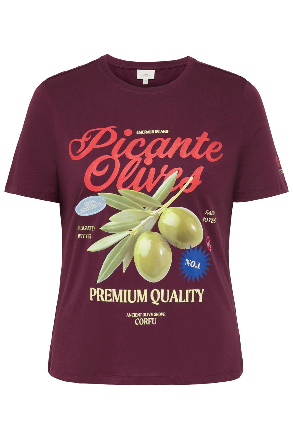 ONLY CARMAKOMA Carbolette S/S Jeans Fit Tee Jrs T-shirt Plus Size - donkerpaars