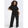 ONLY CARMAKOMA imitatieleren wide leg casual broek Plus Size - zwart