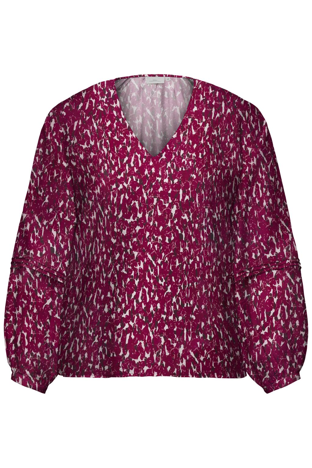 Rode dames ONLY CARMAKOMA top Plus Size van modal met lange mouwen en geweven detail