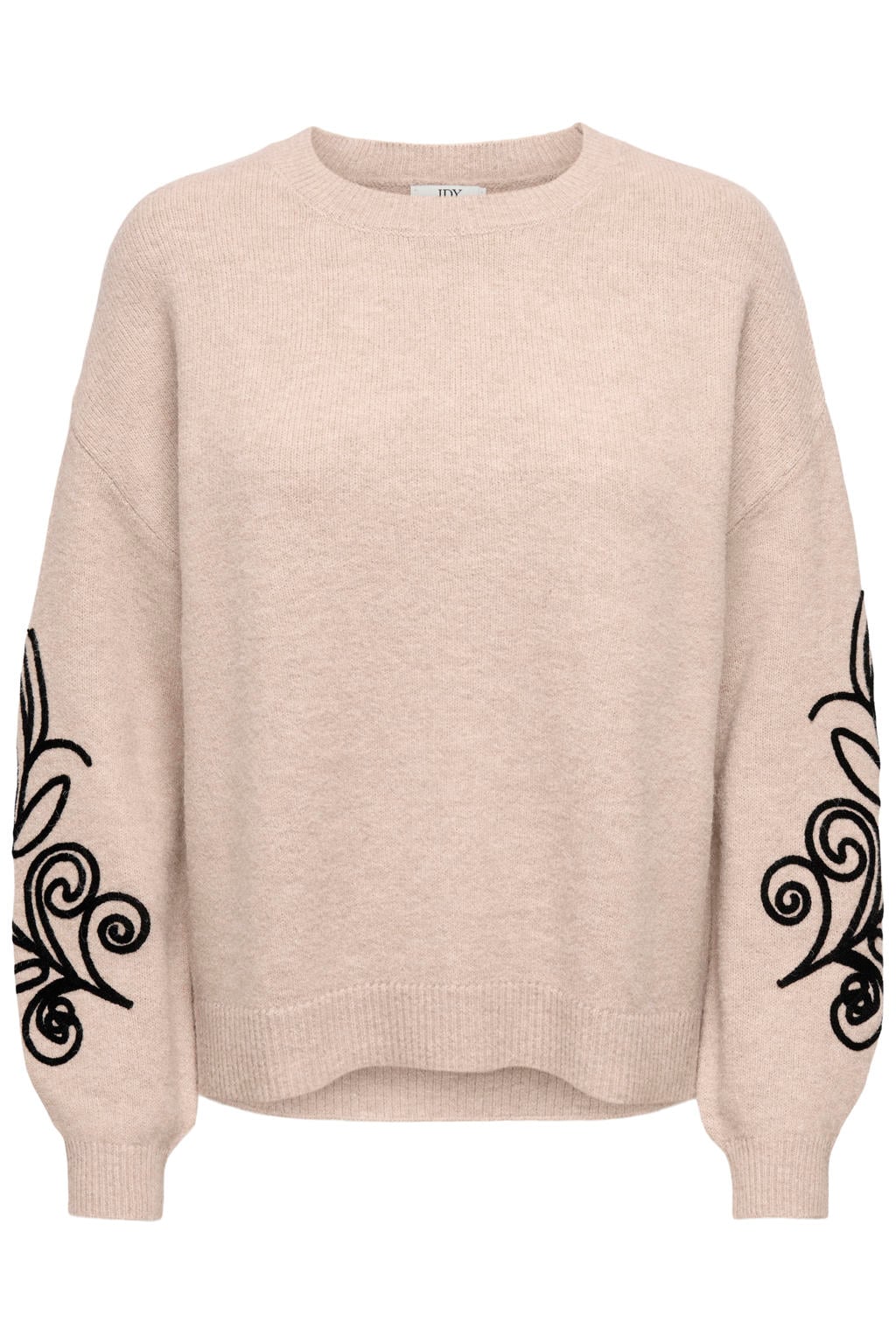 Roze dames JDY gebreide trui en wol met lange mouwen, ronde hals en borduursels