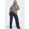 ONLY CARMAKOMA Plus Size aansluitende gebreide gestreepte trui - beige
