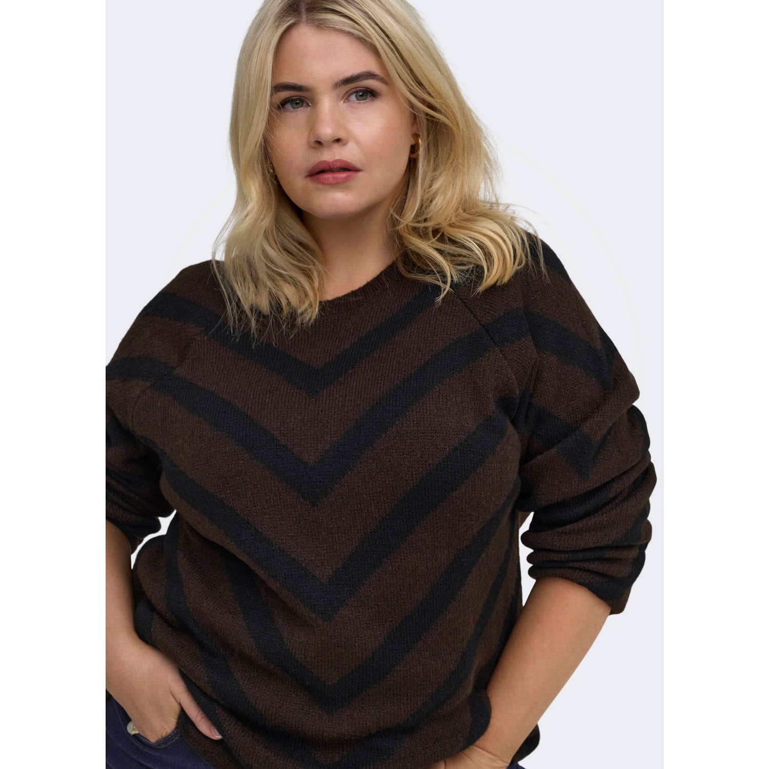 ONLY CARMAKOMA Careliza L S Pullover Knt Noos Plus Size trui donkerbruin