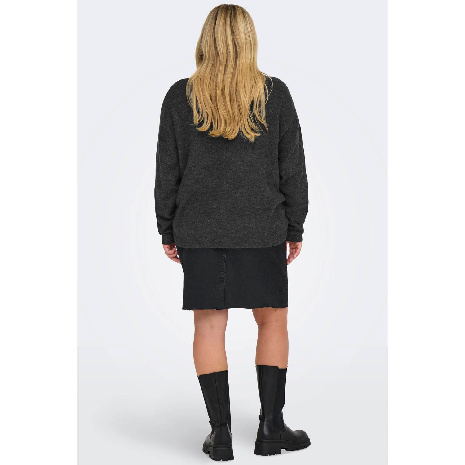 ONLY CARMAKOMA Plus Size gebreide trui grijs