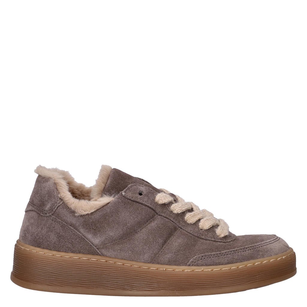 Taupe dames Gabor suède sneakers - met veters