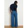 LOLALIZA wide leg jeans met krijtstreep - mediumblauw