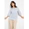 LOLALIZA geruite blouse met borduursels - lichtblauw