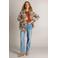 Ivy Beau tussenjas met franjes en print - groen