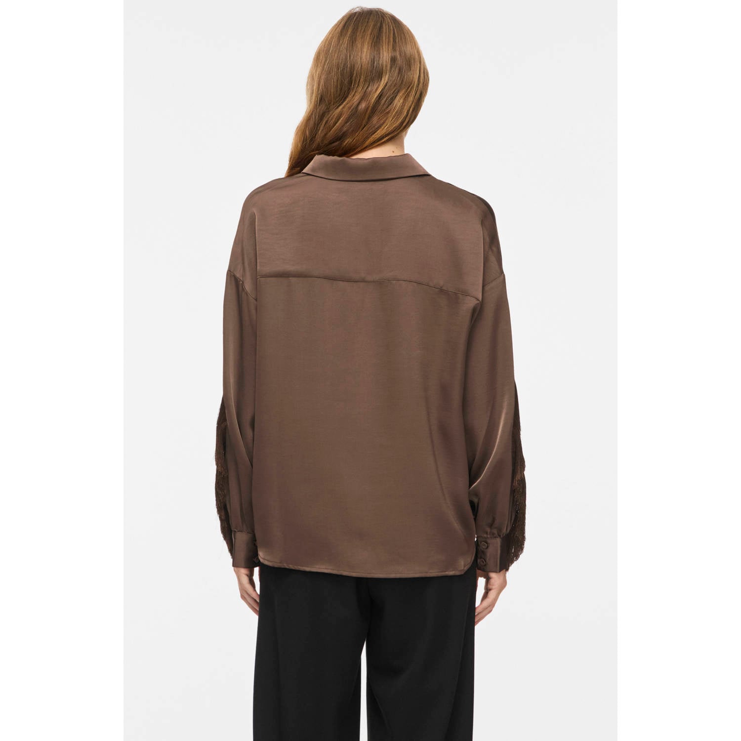 VILA satijnen blouse met franjes