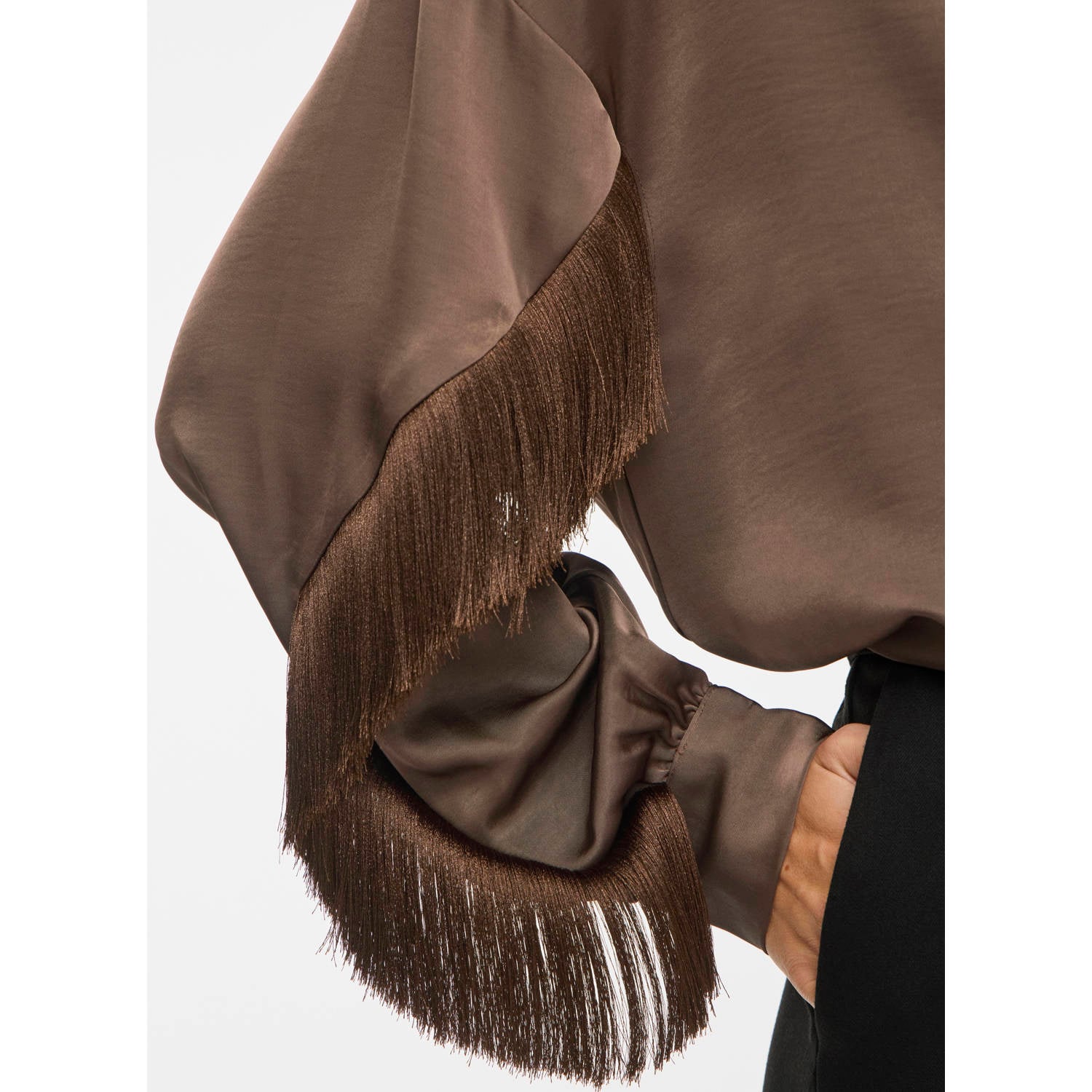 VILA satijnen blouse met franjes
