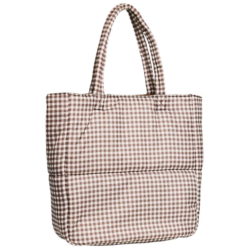 PIECES geruite shopper PCFULLA donkerbruin