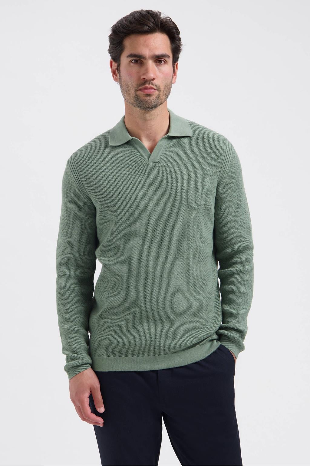Dstrezzed katoenen regular fit gebreide trui - lt. army
