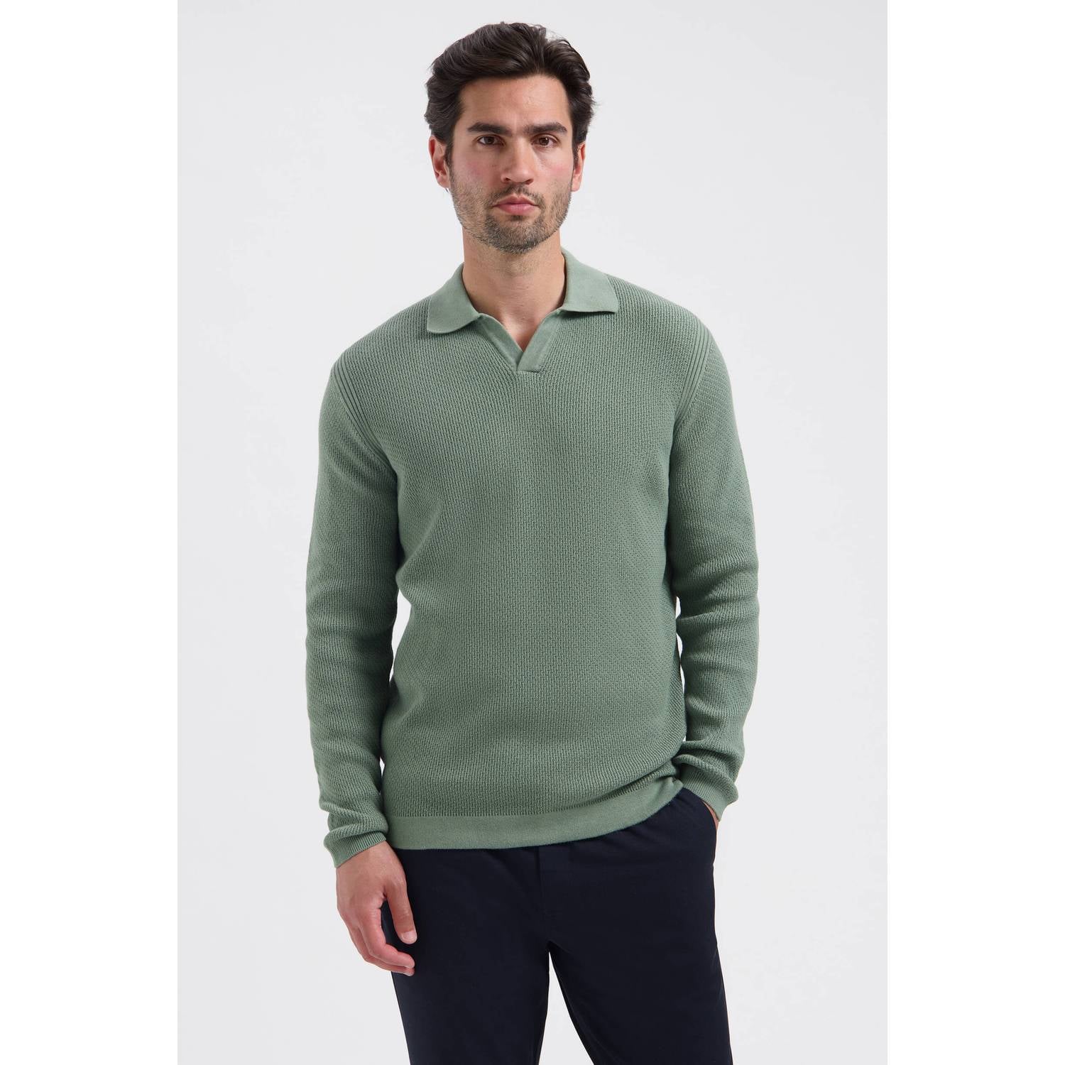 Dstrezzed katoenen regular fit gebreide trui lt. army