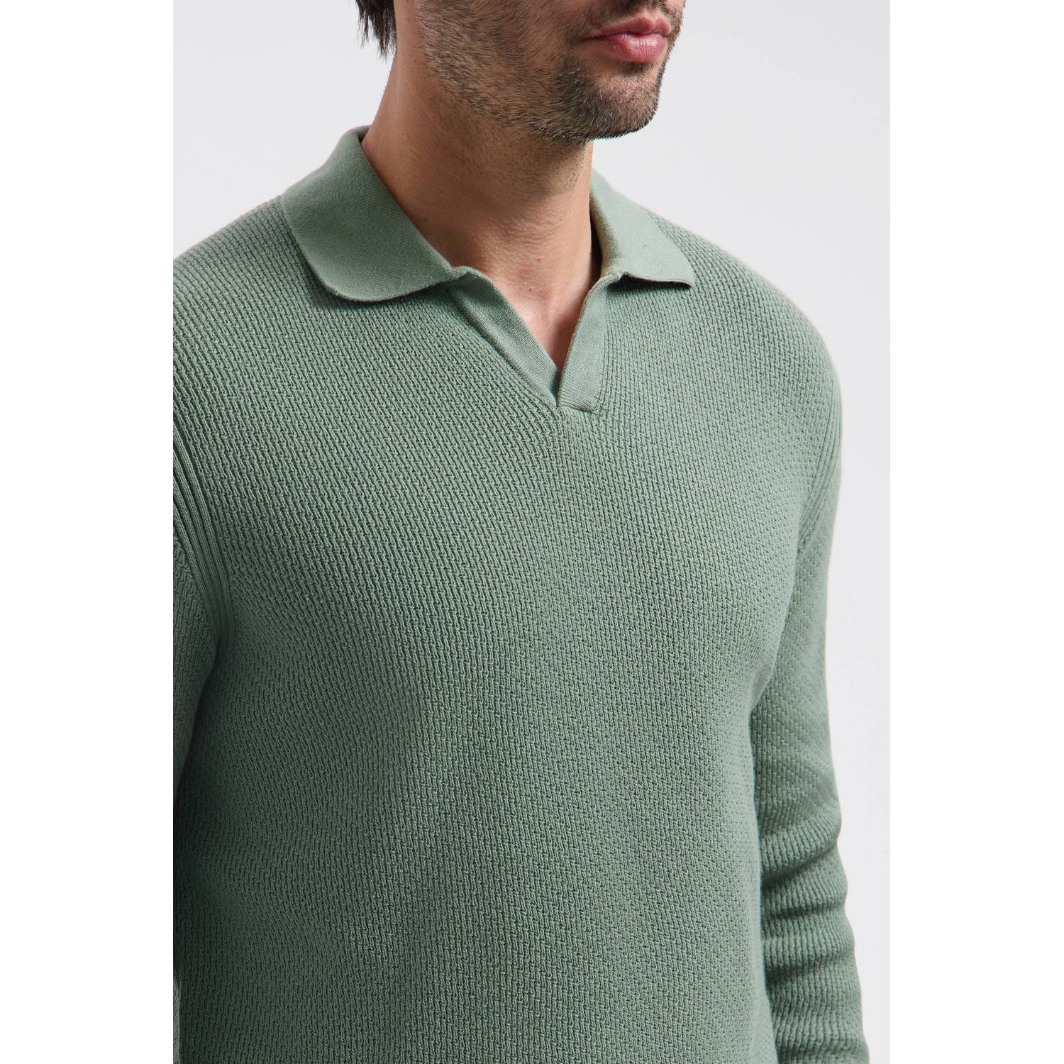 Dstrezzed katoenen regular fit gebreide trui lt. army