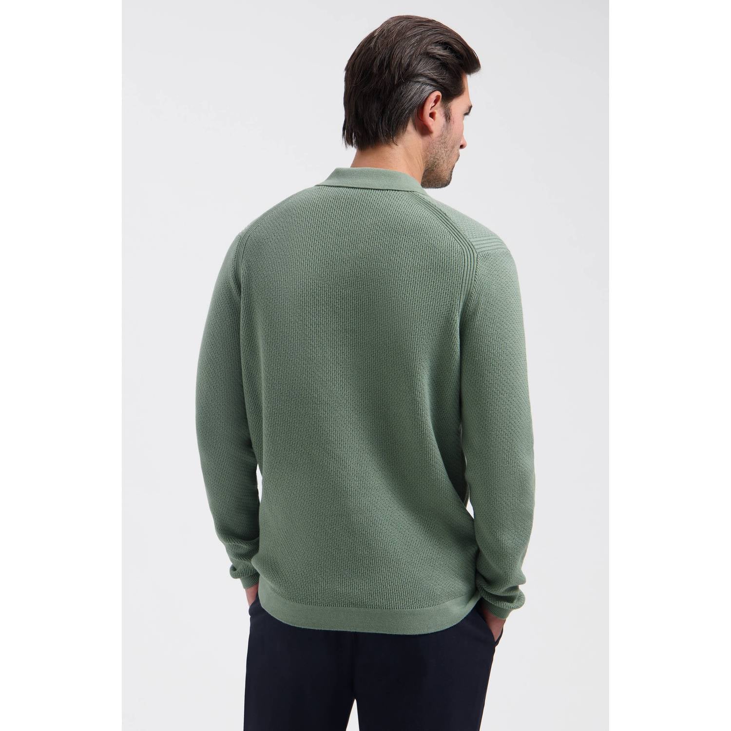 Dstrezzed katoenen regular fit gebreide trui lt. army