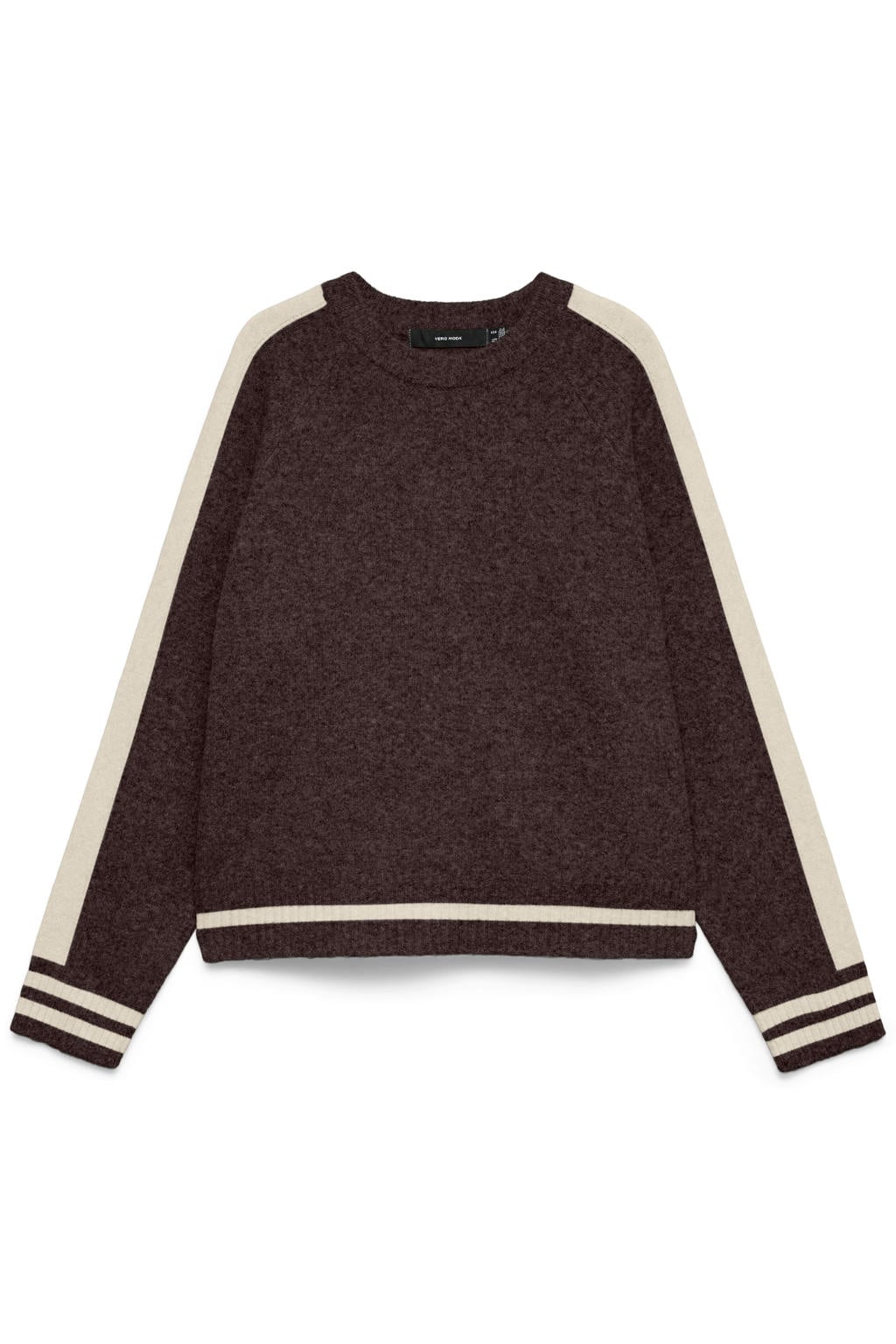 VERO MODA CURVE Plus Size gebreide trui met wol - donkerbruin