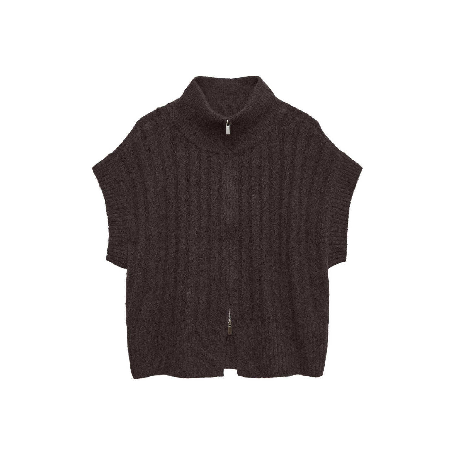 VERO MODA CURVE Plus Size gebreid vest met wol donkerbruin