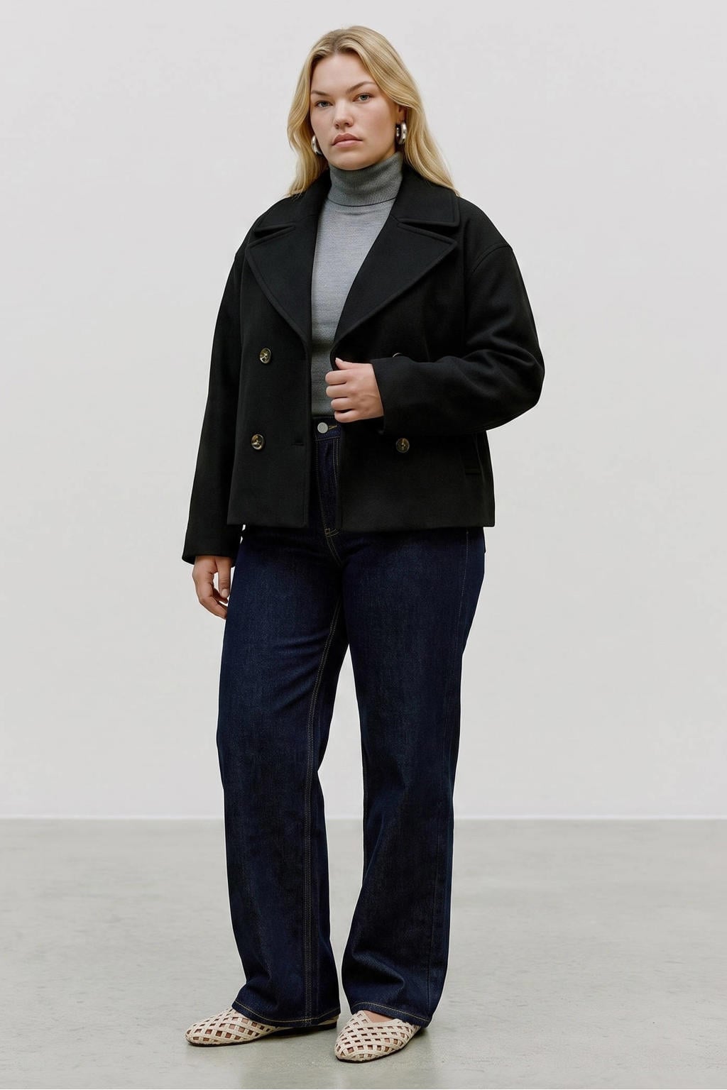 VERO MODA CURVE Plus Size manteljas - zwart
