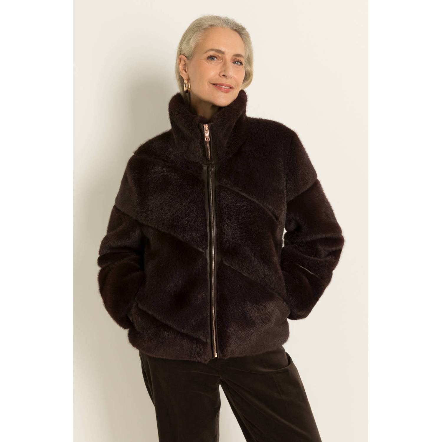 Claudia Sträter Maura by Claudia Strater winter faux fur jas donkerbruin