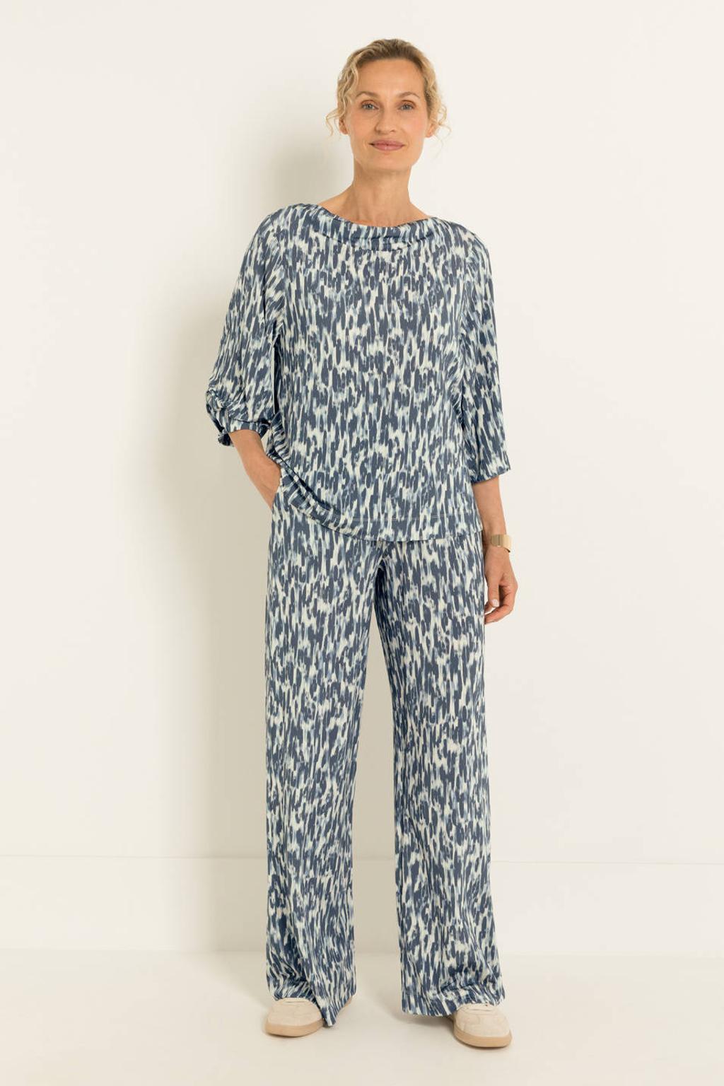 Grijsblauwe dames Claudia Sträter wide leg broek blauw van viscose