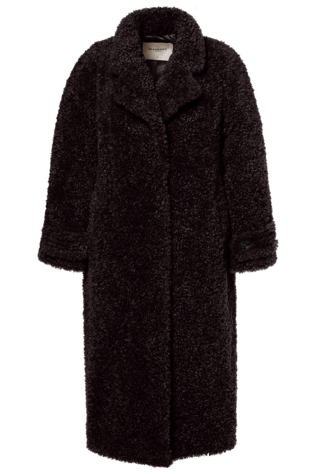 Donkerblauwe dames Beaumont winter faux fur jas met effen en lange mouwen