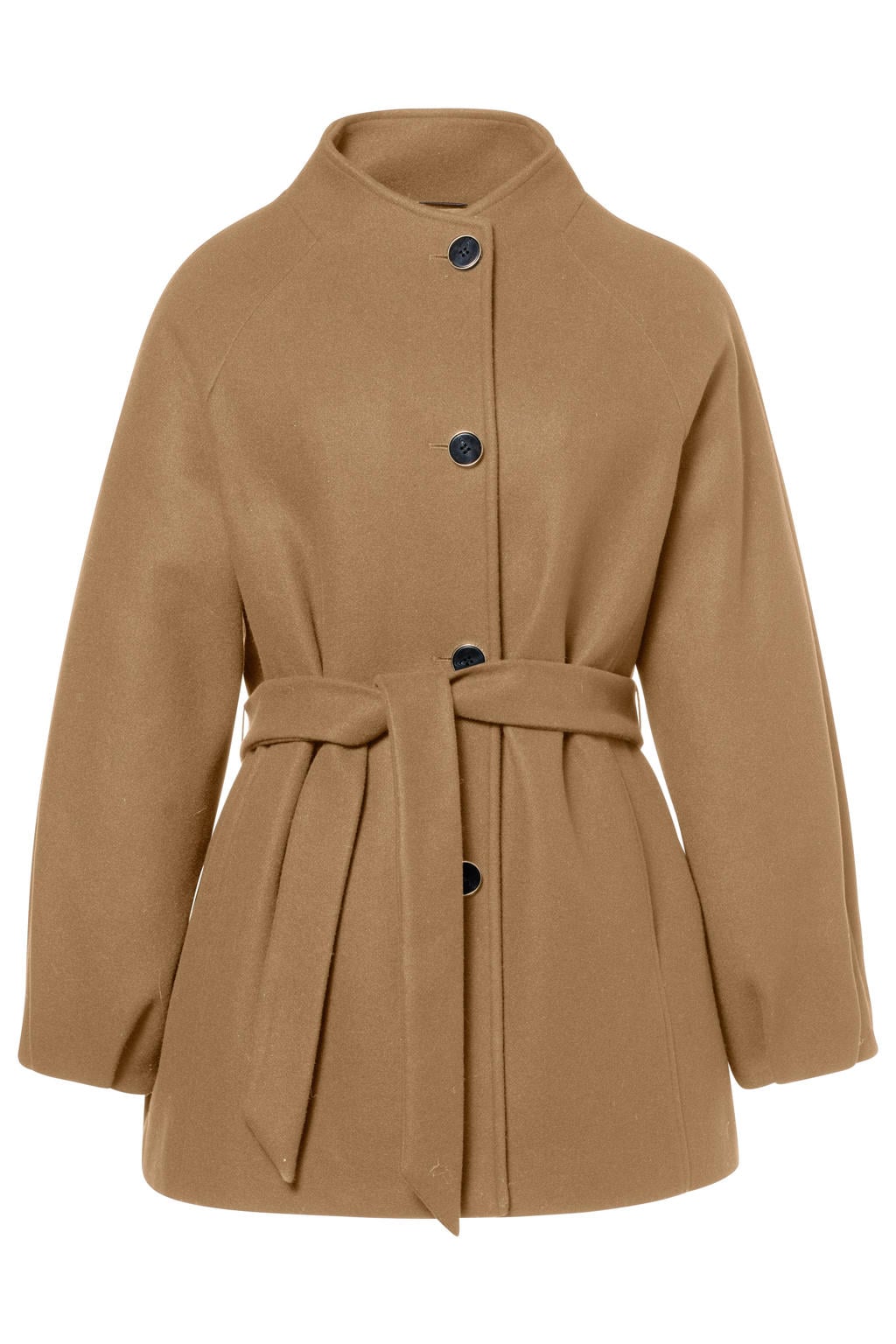 Camelkleurige dames Beaumont trenchcoat van polyester met effen, lange mouwen en opstaande kraag