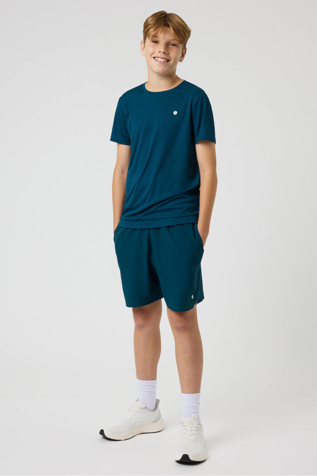 Blauwe jongens Björn Borg korte sportbroek van polyester met elastische tailleband en effen