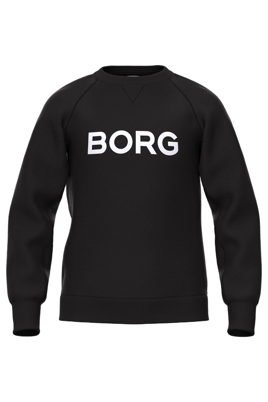 Zwarte jongens en meisjes Björn Borg sweater met logo dessin, lange mouwen en ronde hals