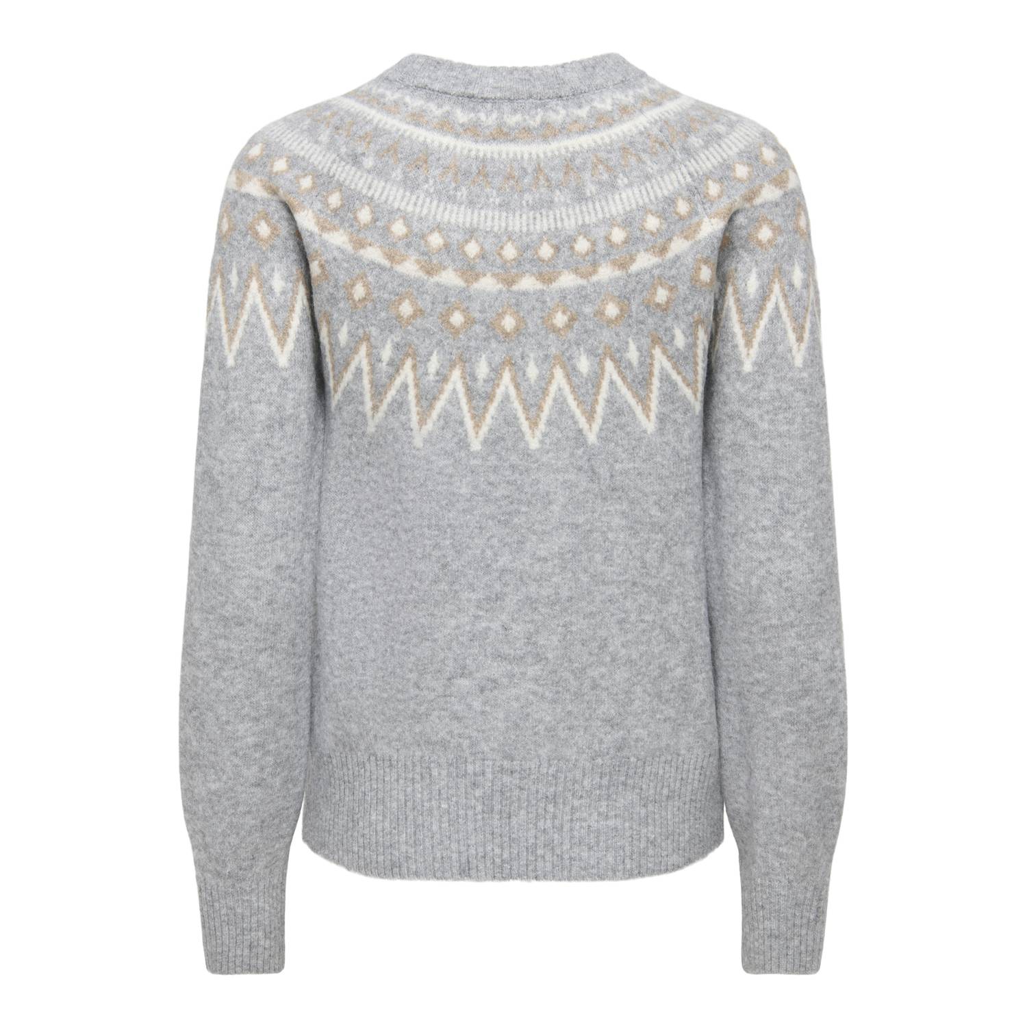 JDY jacquard gebreide trui met print grijs