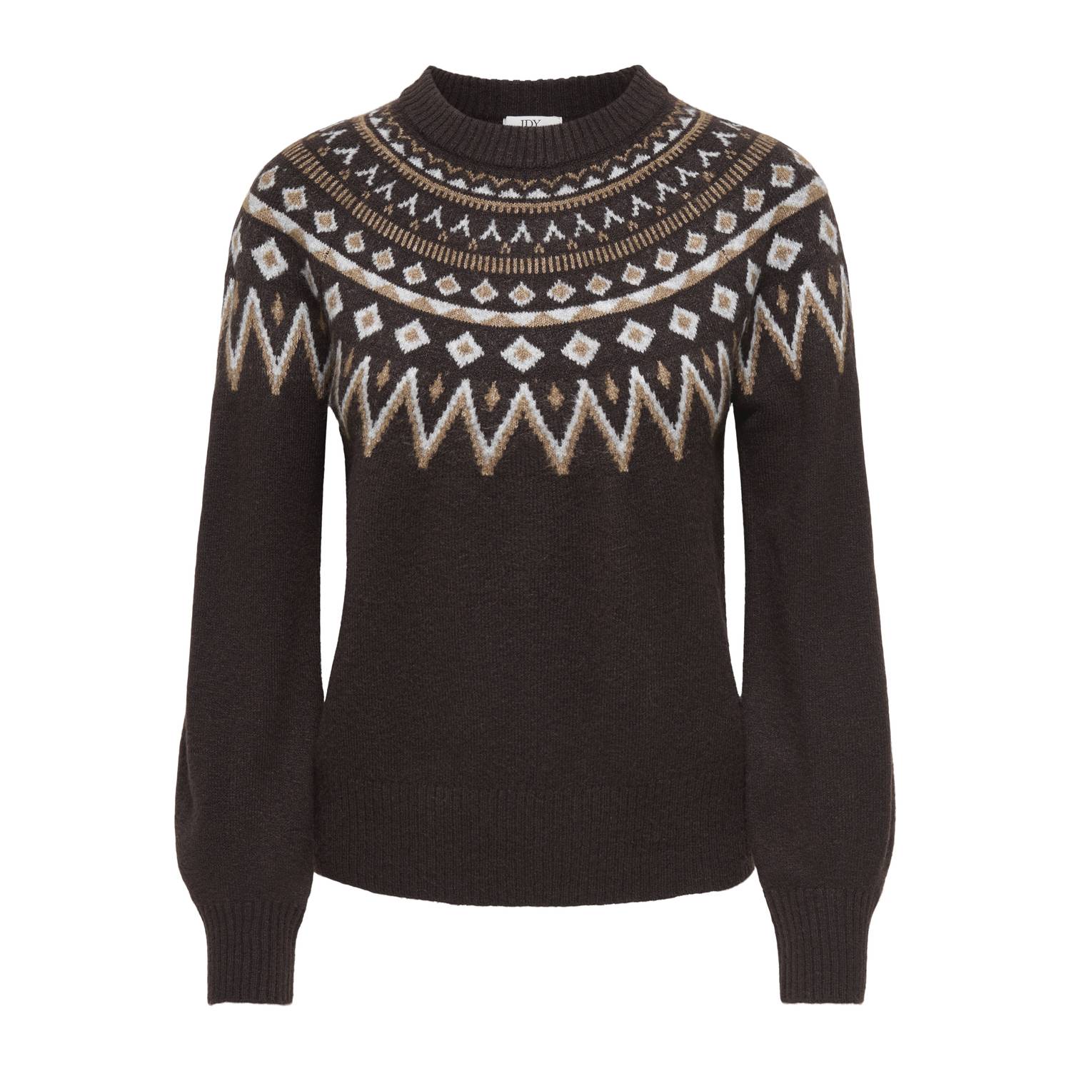 JDY gebreide jacquard trui met print bruin