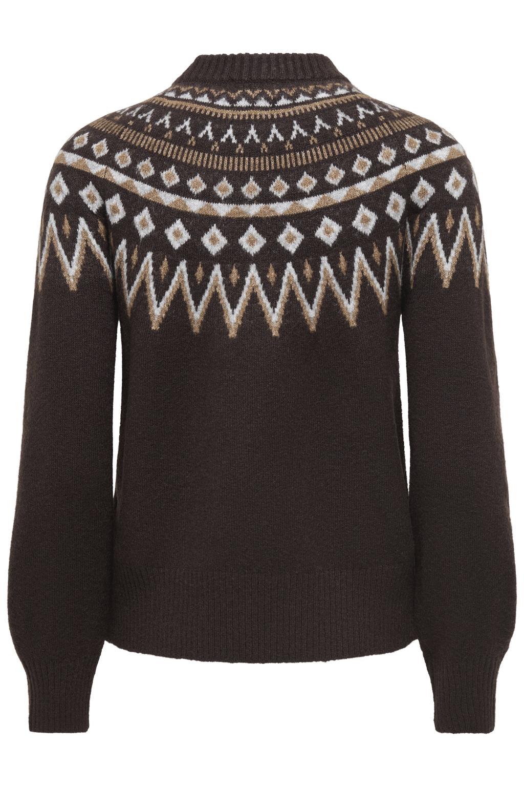 JDY gebreide jacquard trui met print - bruin