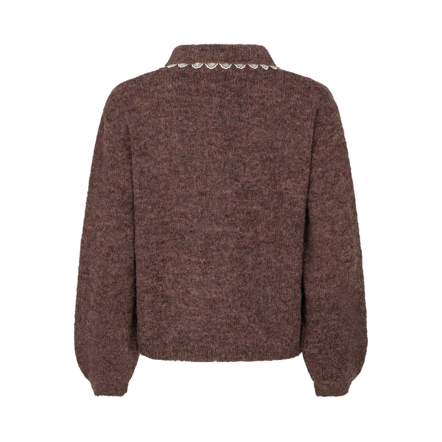 Ydence gebreid vest met wol bruin