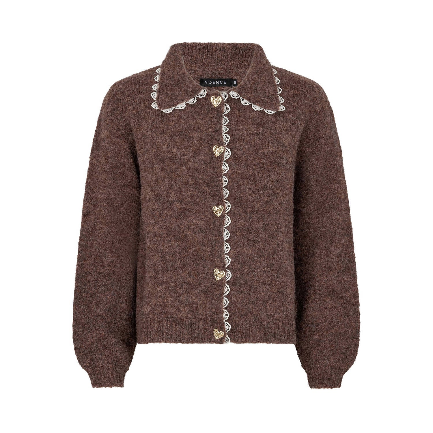 Ydence gebreid vest met wol bruin