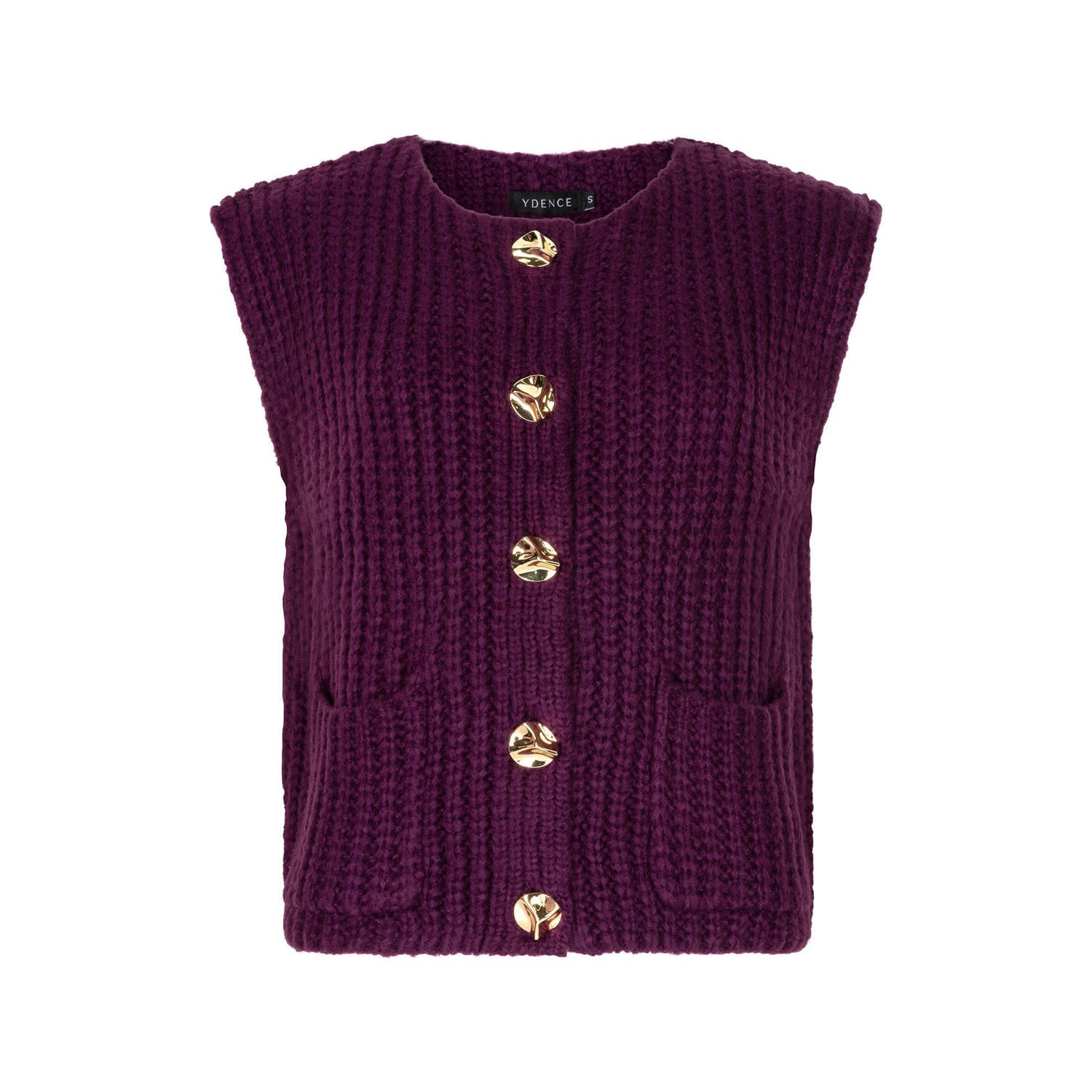 Ydence gebreid vest aubergine