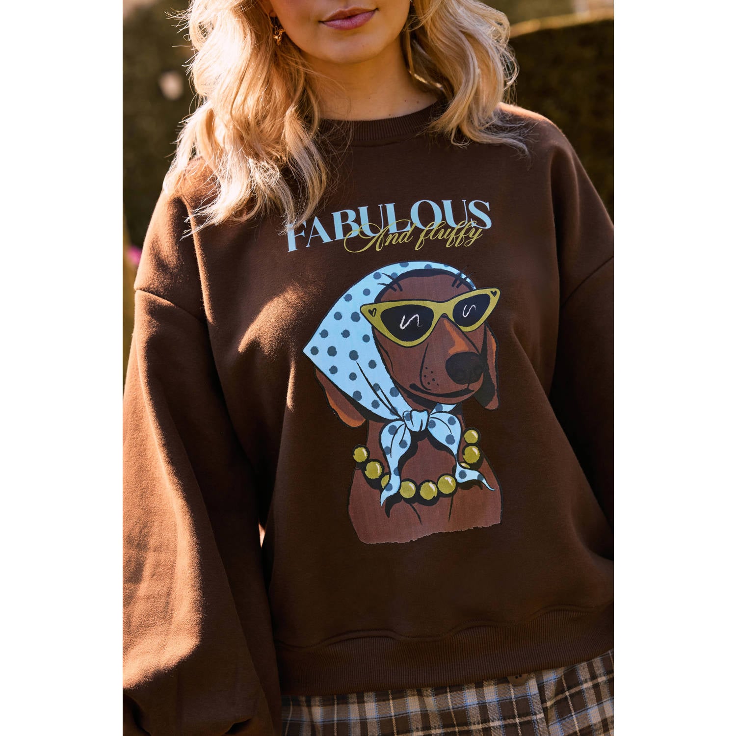 Ydence sweater met print bruin