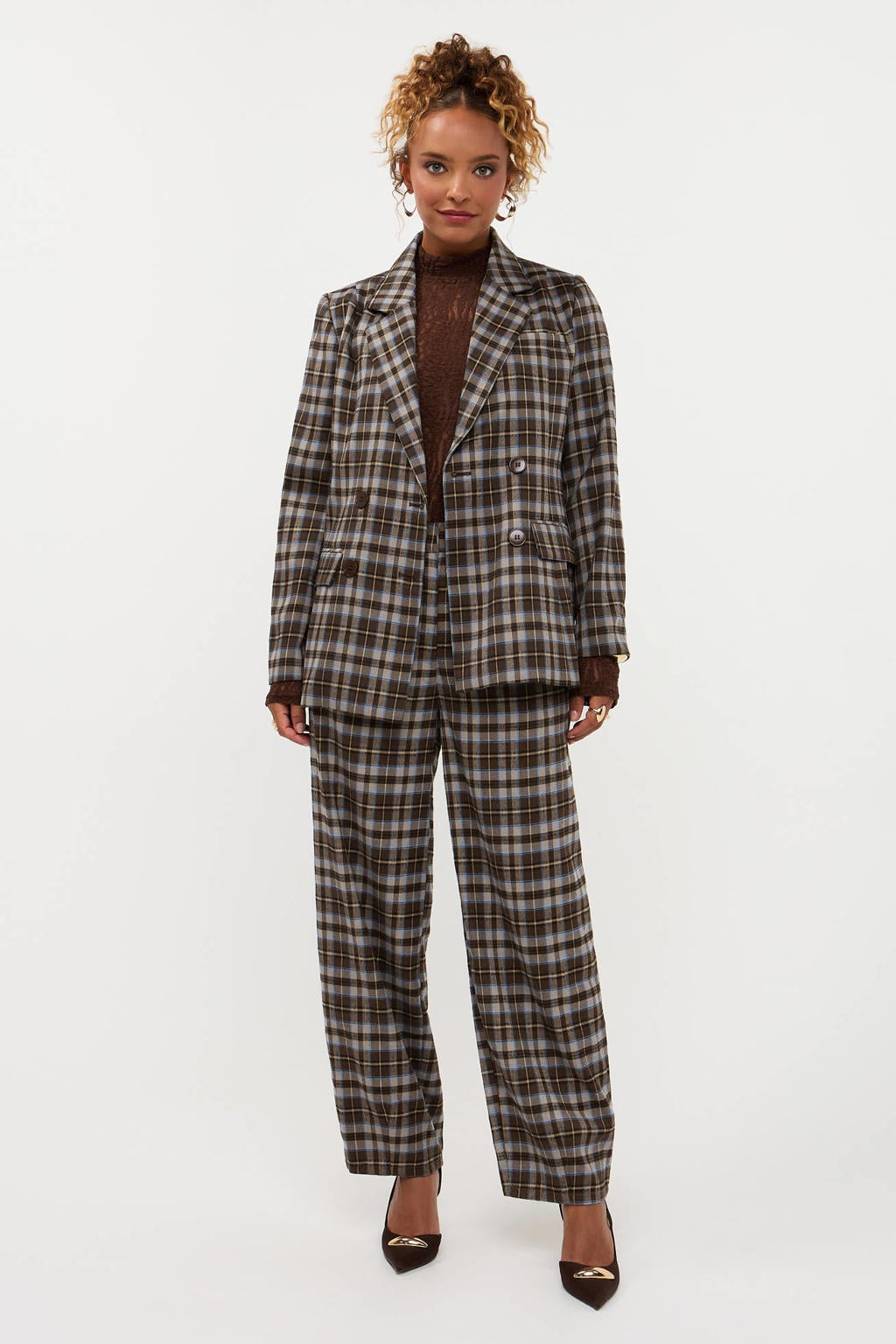 Ydence geruite blazer - bruin