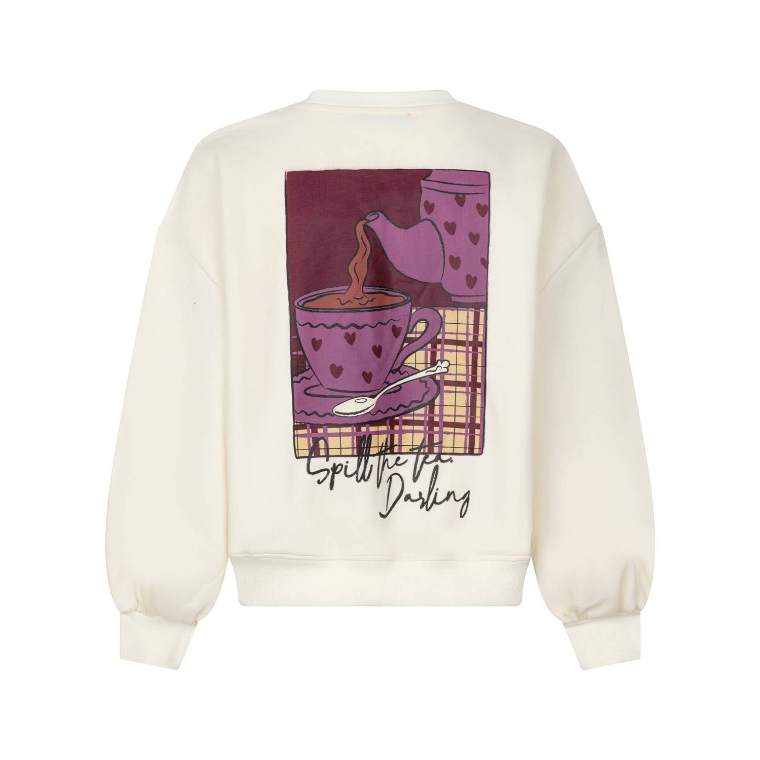 Ydence sweater met backprint ecru