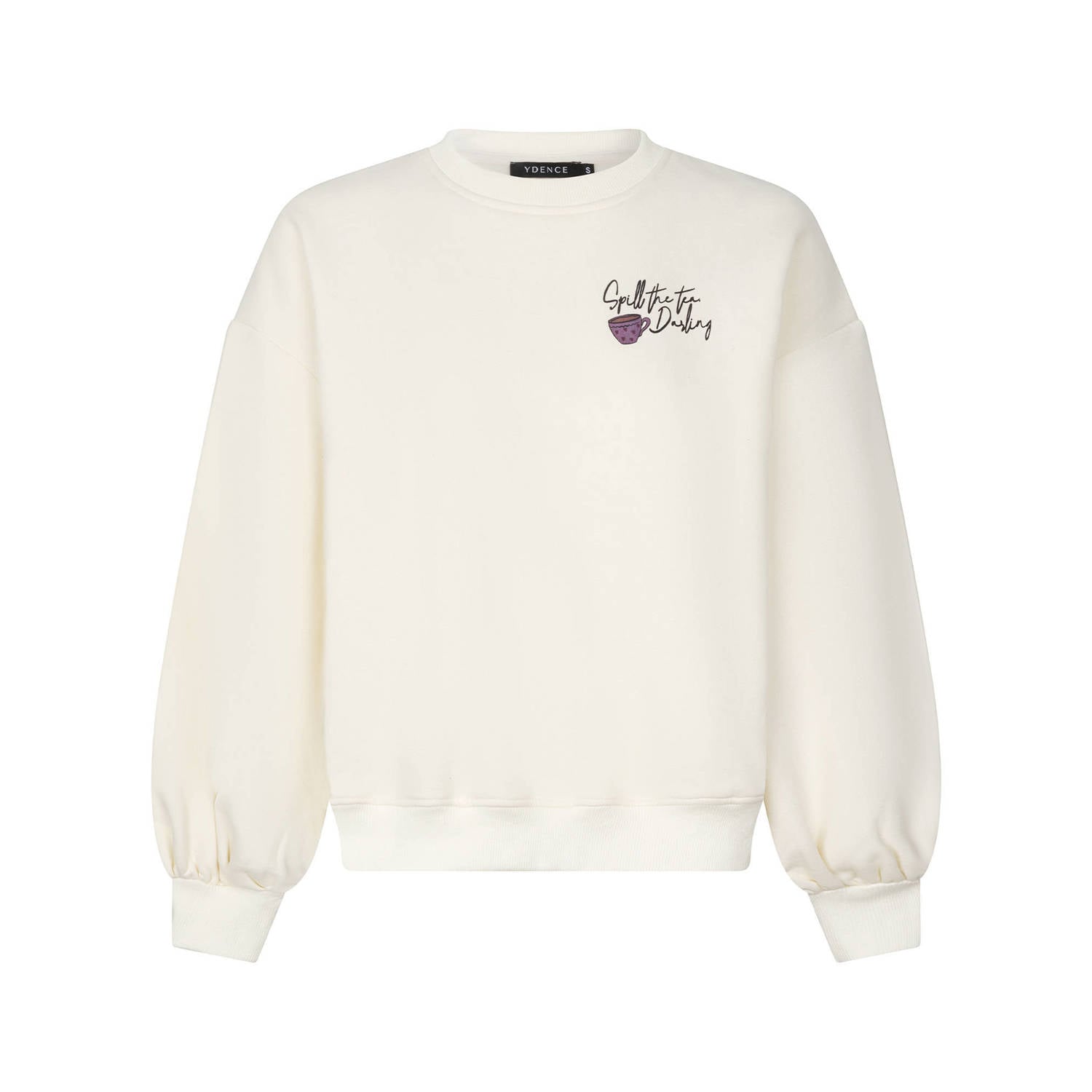Ydence sweater met backprint ecru