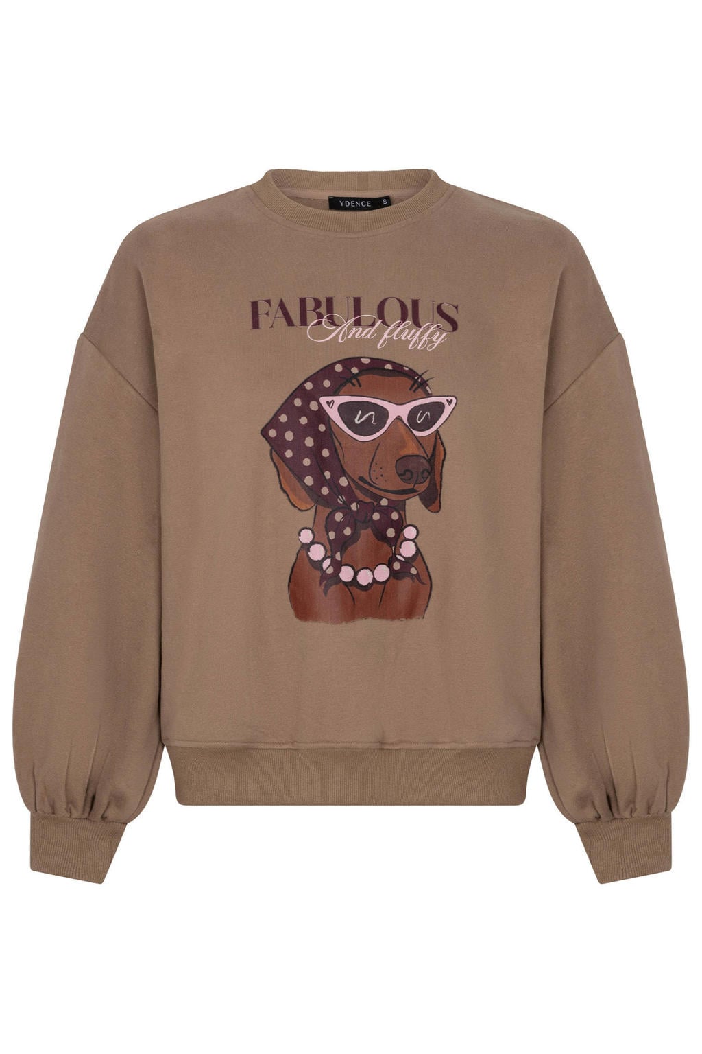 Ydence trui met print - taupe