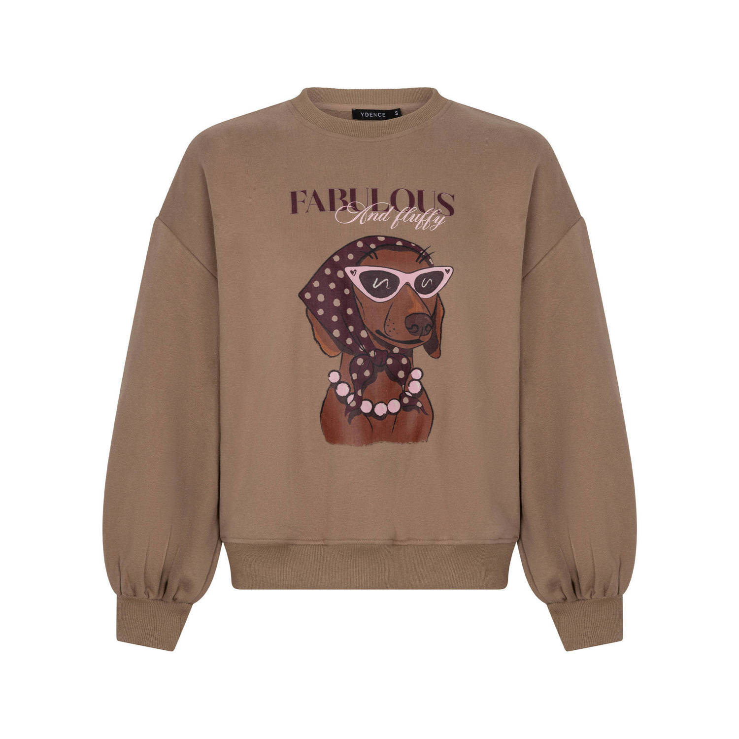 Ydence trui met print taupe
