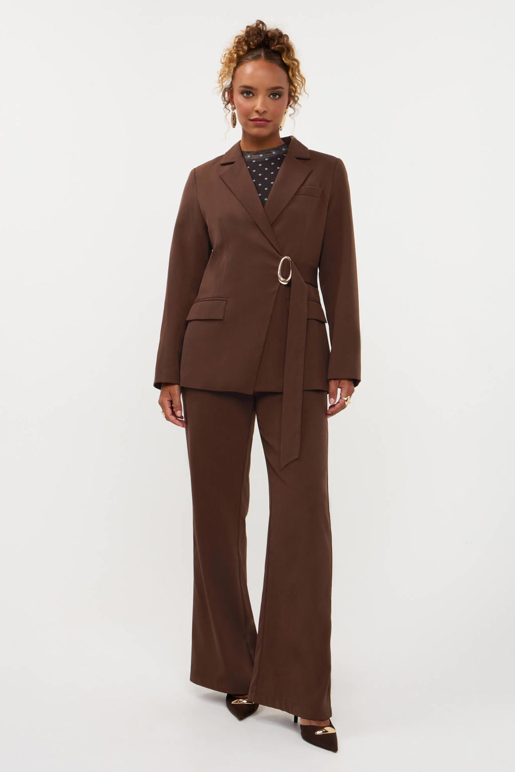 Ydence wide leg broek - bruin