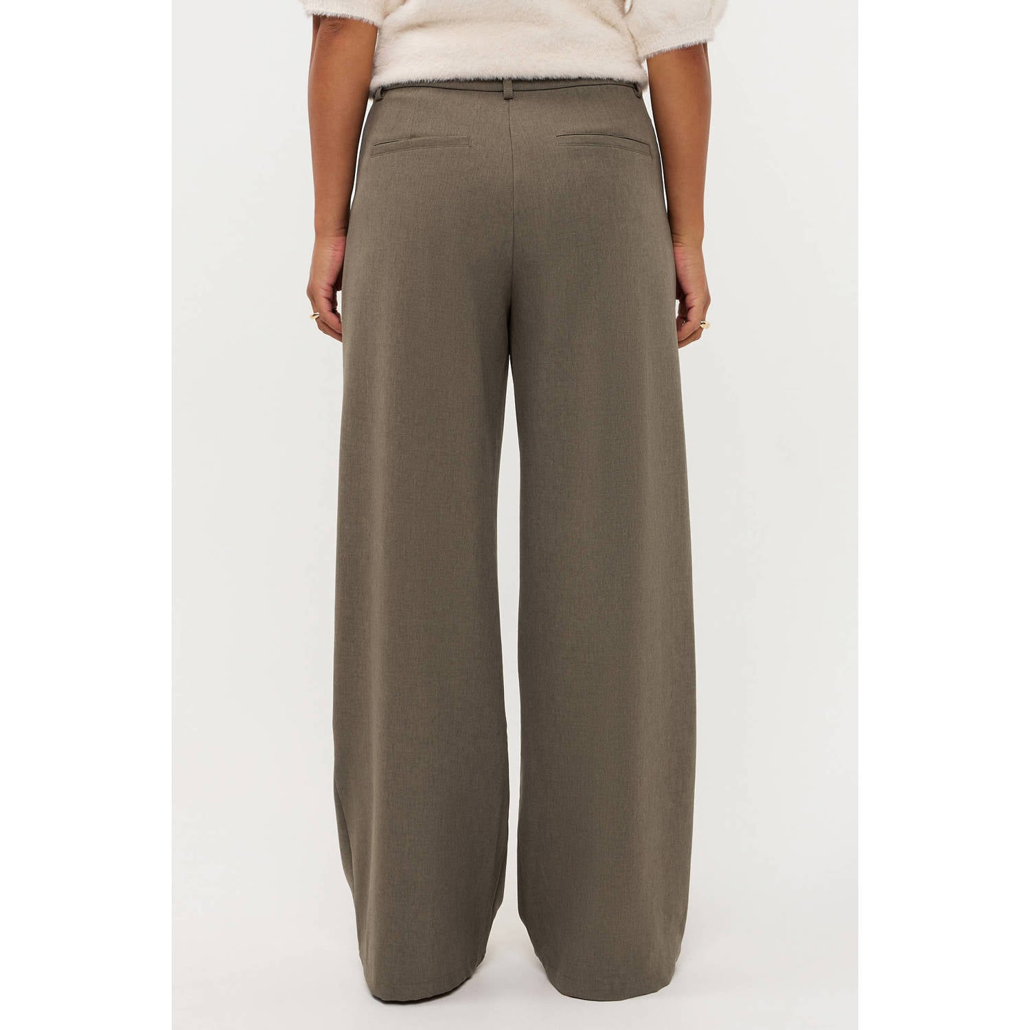 Ydence wide leg broek met plooien groen