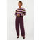 Ydence gebreide gestreepte trui met wol - aubergine