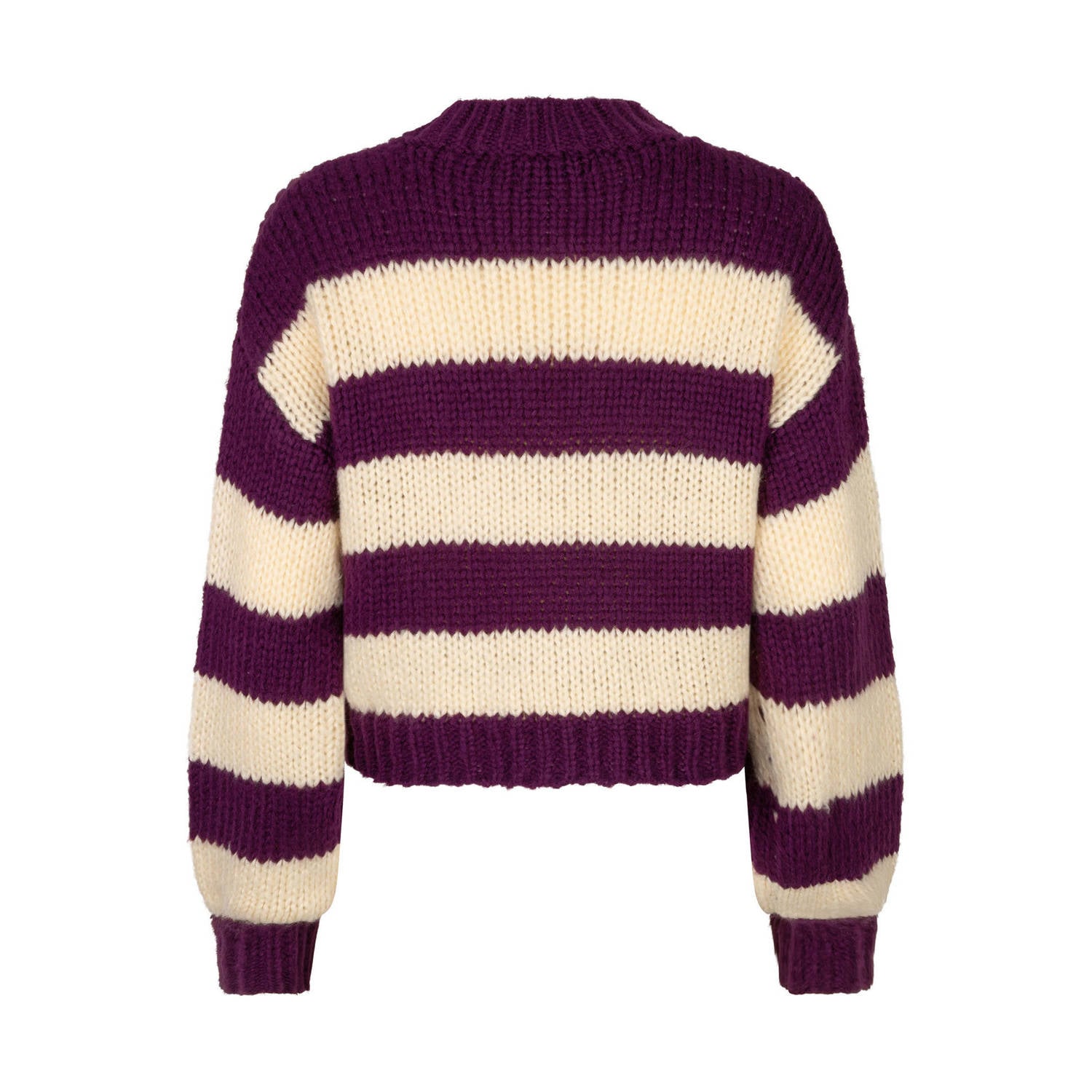 Ydence gebreide gestreepte trui aubergine