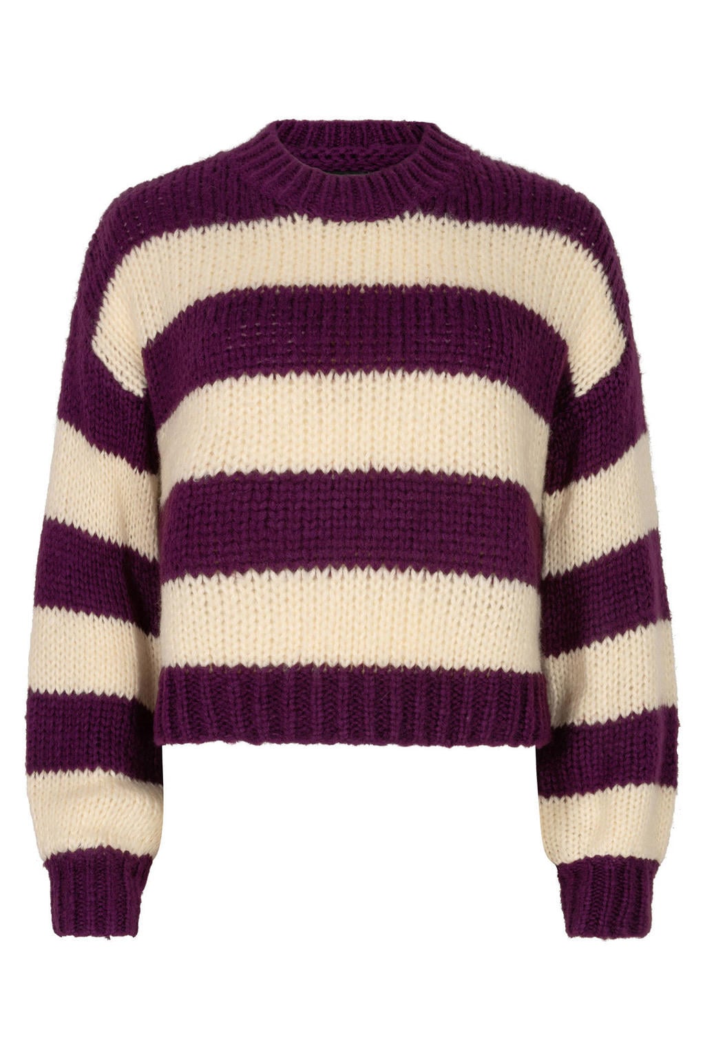 Ydence gebreide gestreepte trui - aubergine
